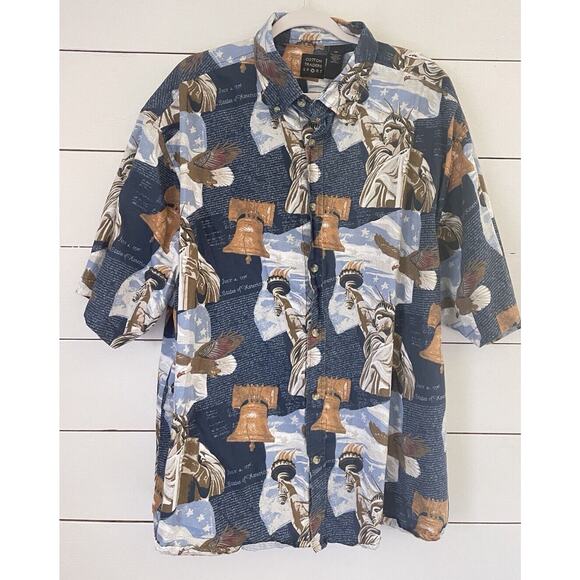 Cotton Traders Sport Men's Shirt Patriotic Statue Of Liberty Bell Eagle XXL - Picture 1 of 8
